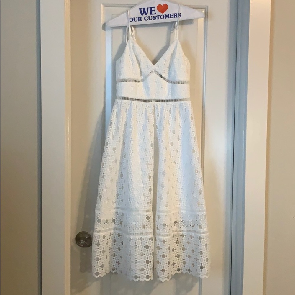 Bardot Louisiana White Lace Midi Dress (XS Size 4)